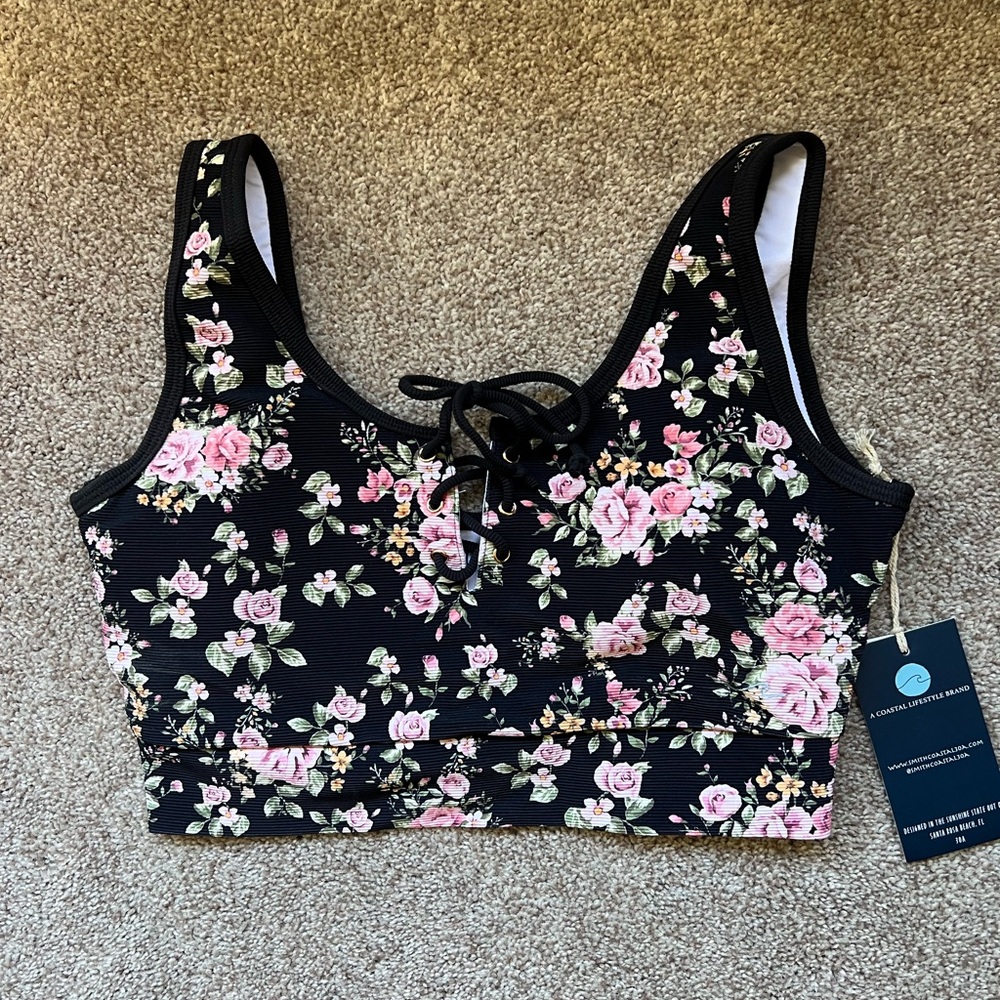 Smith & Coastal Midnight Floral Bathing Suit Top - S
